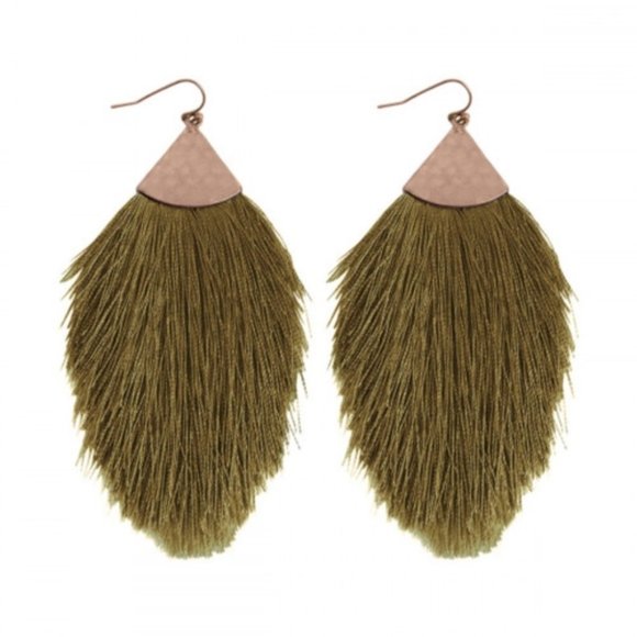 Boutique Jewelry - Olive Green Tassel Drop Earrings